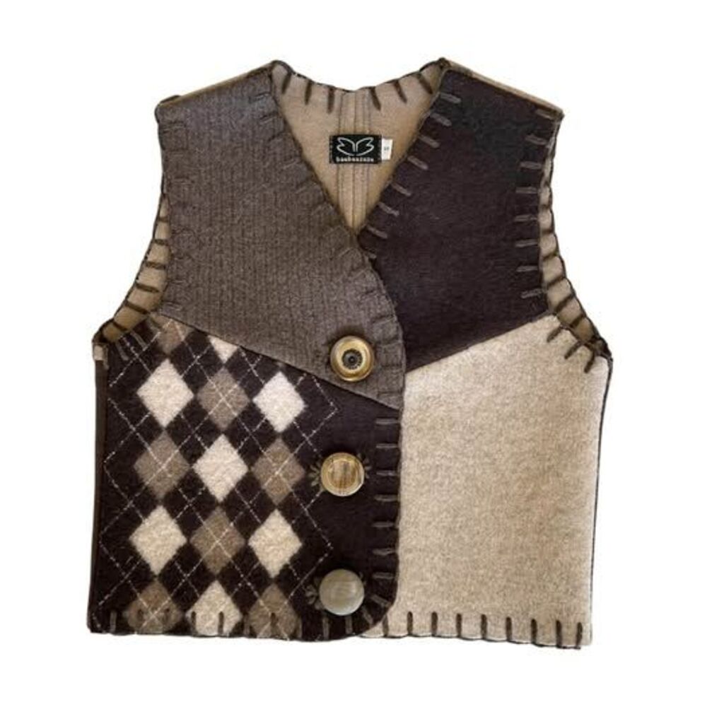 BaaBaaZuZu 100% Wool Patchwork Vest Handmade in USA Women’s Size Small